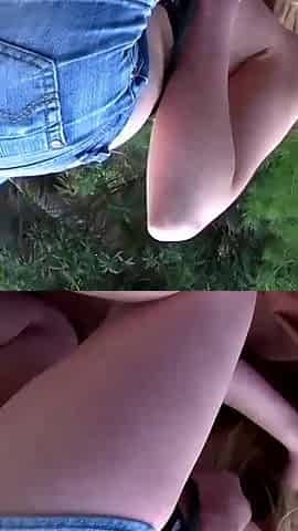 Sweet teen gets naked and fucked outdoors