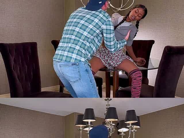 Teen checks out her cousins big cock and they end up fucking