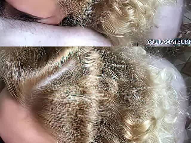 Blonde gets her hairy pussy covered in jizz