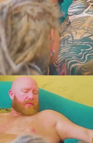 Heavy Tattooed Pornstars in Gangbang with 8 Big Cocks