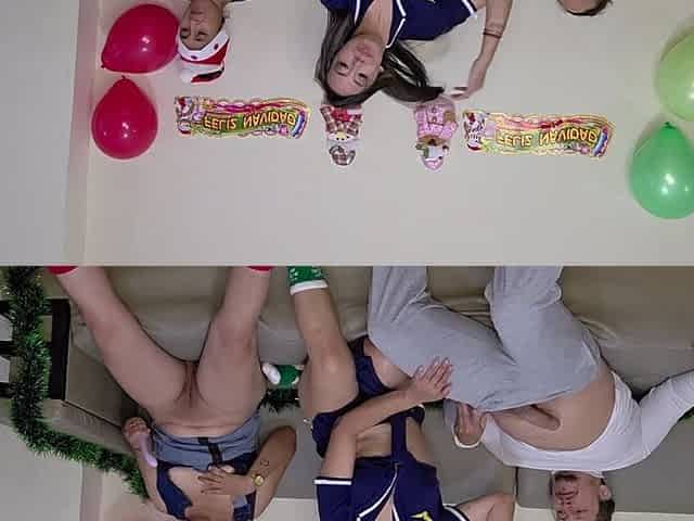 Stepfather Celebrates Christmas with His Two Busty and Curvy Stepdaughters