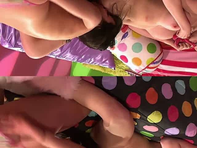 Faye And Georgia Roll, Grind And Bump Poons In Girly Polkadot Bedroom