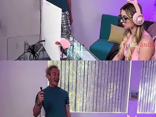 Blond Teen Caught Frozen in Free Use Household