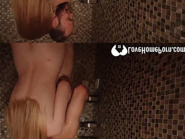 Blond honey loves to screw in the shower