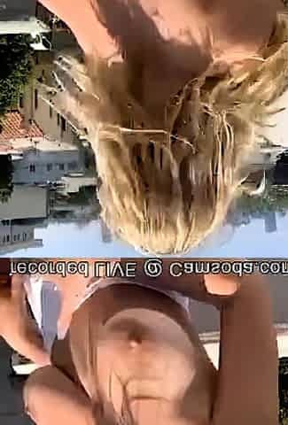Big Tit Teen Almost Caught in Risky Rooftop Public Masturbat