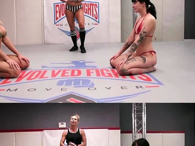 Nude Lesbian Wrestling has London River and Charlotte