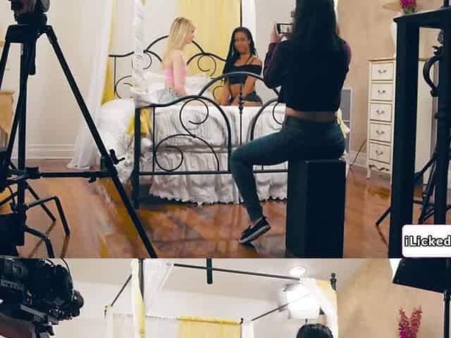 Lesbian director showing porn actresses how it is done