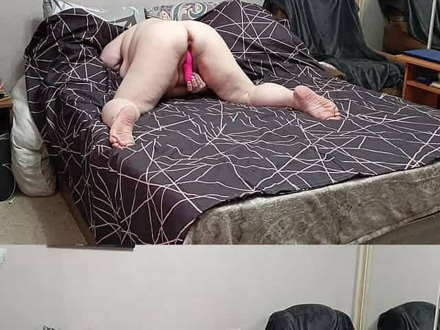 Naked Girlfriend Masturbates Big Pussy with a Sex Toy