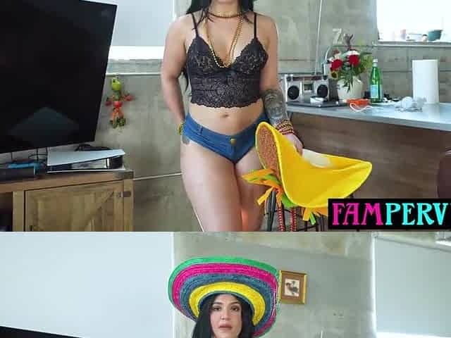 Large butt Latin chick angel lets large schlong step cousin pound her juicy cunt