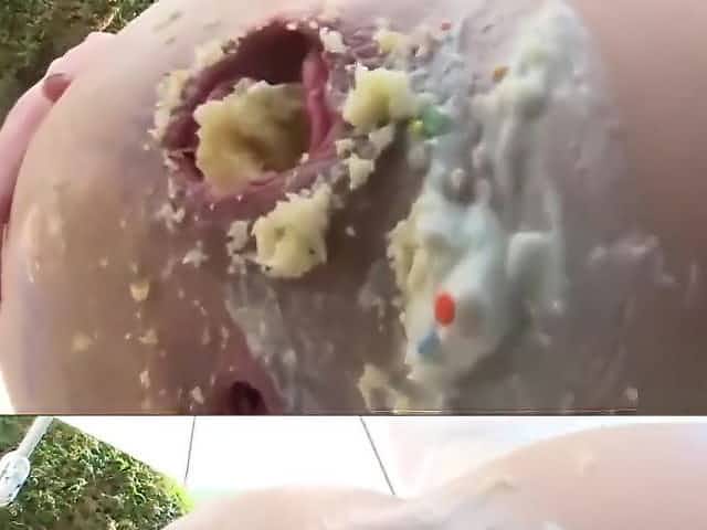 Shove food into butt holes