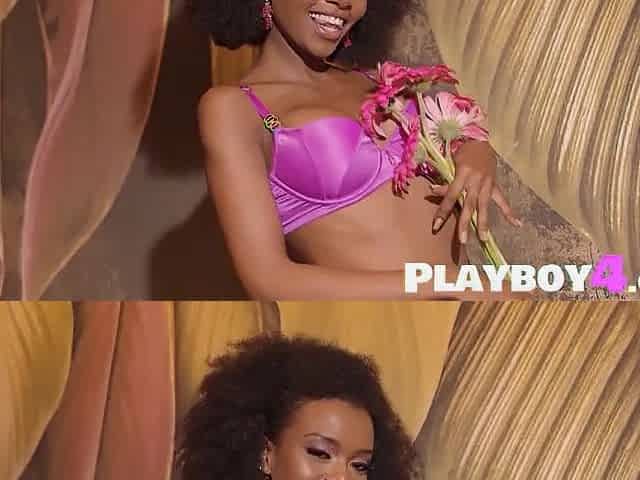 Small large melons ebony teen Muse Naadia excitement posing session in underware