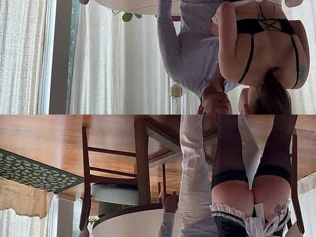 Surprised My Client in a Hawt Maid Outfit - Coarse Banged Over The Kitchen Table - Maya Mack
