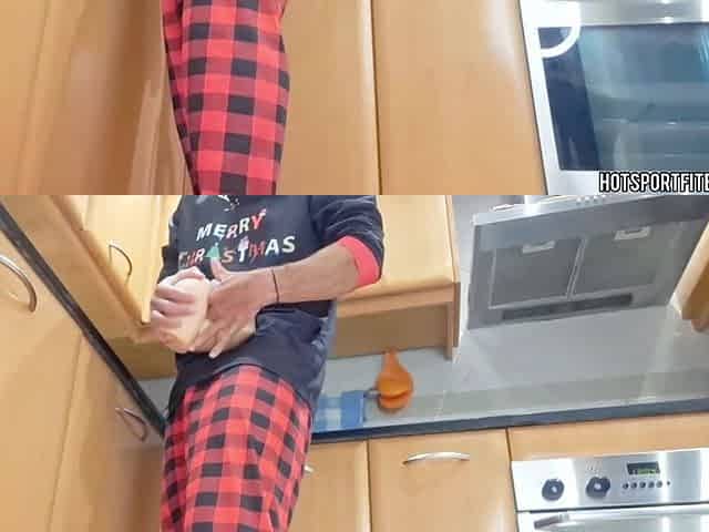 Kitchen Surprise: Banging a Taut Booty Toy with My Large Penis - Groans and Cum Inside - Hotsportfitboy