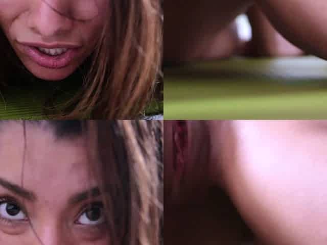 Brunette with big boobs gives a blowjob