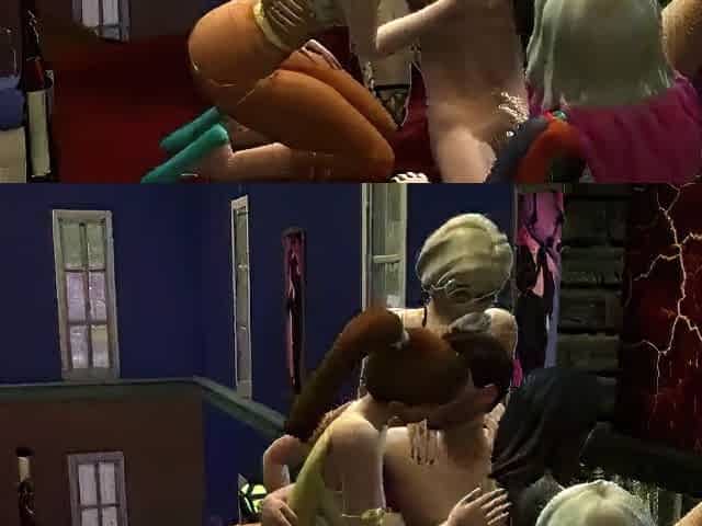 Sims 4 - Four gals take one boys cum at the club