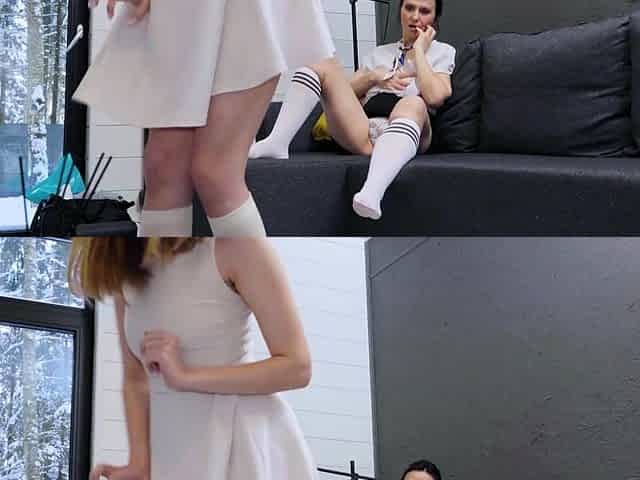 Seducing A Brunette Babe Into Lesbian Sex
