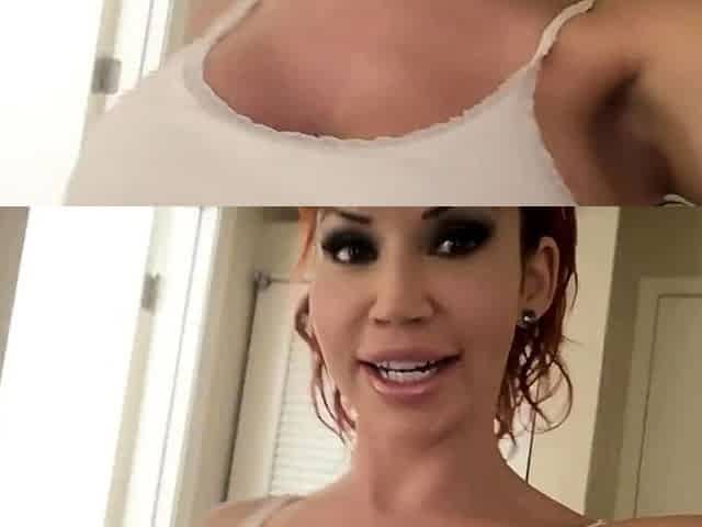 Busty Redhead MILF in a Corset Plays Solo