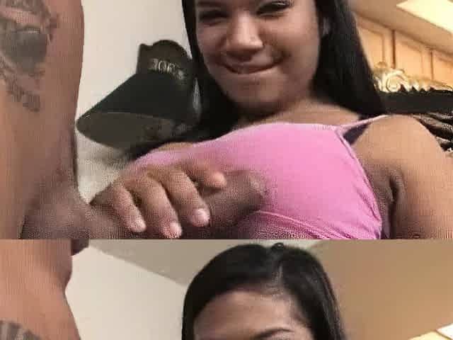 Asian teen Emy forces a big hard cock to erupt all over her