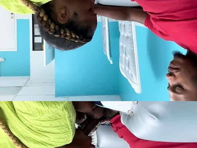 Black Amateur Couple's Nail Salon Blowjob and Pussy Eating