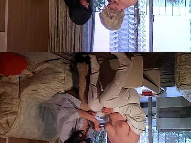 Blond lesbian slut licks brunette gal pussy