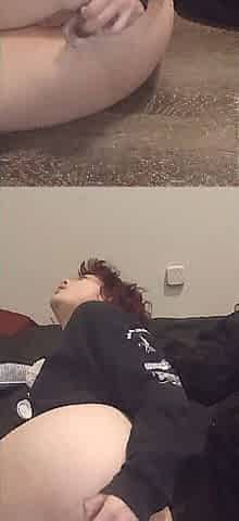 FTM Femboy Riding Clear Vibrator up Butt