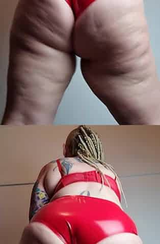 Large Booty mother I'd like to fuck Teases in Red PVC Brassiere and Pants
