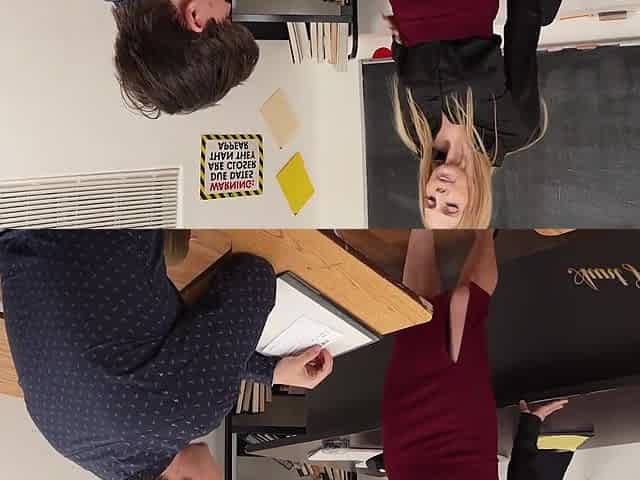 Sexy blonde MILF teacher uses her worktime to fuck with her horny student