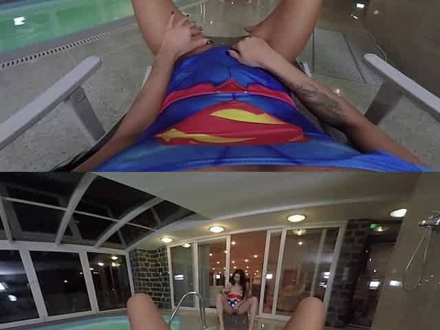 Cutie Plays with Her Lesbian Girlfriend Near Pool