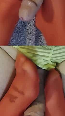 Latina MILF Gives Blowjob and Footjob Until I Cum on Her Red Stocking Feet
