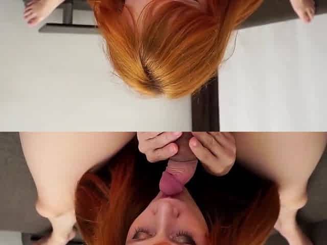 The Redhead Wife Unexpectedly Sat On The Dick During A Blowjob