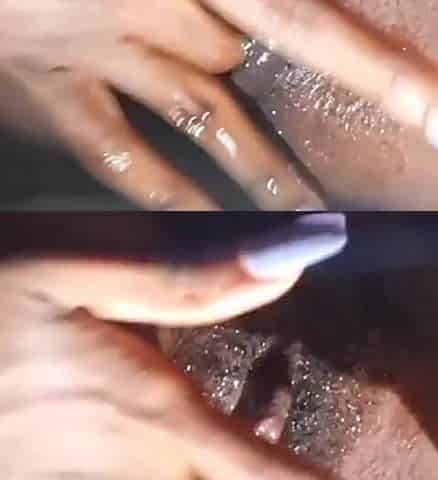 Hawt ebony gal cumming masturbating her charming hawt snatch