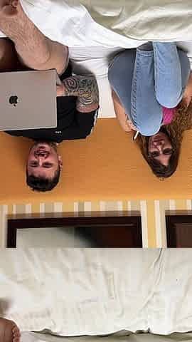My Friend Sucks My Boyfriend's Cock Next to Me in Bed, While I Look at the Smartphone