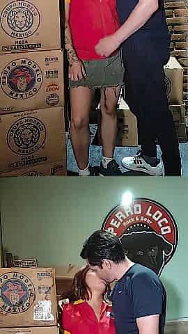 Oxxo cashier getting screwed and sucking cock in the storeroom