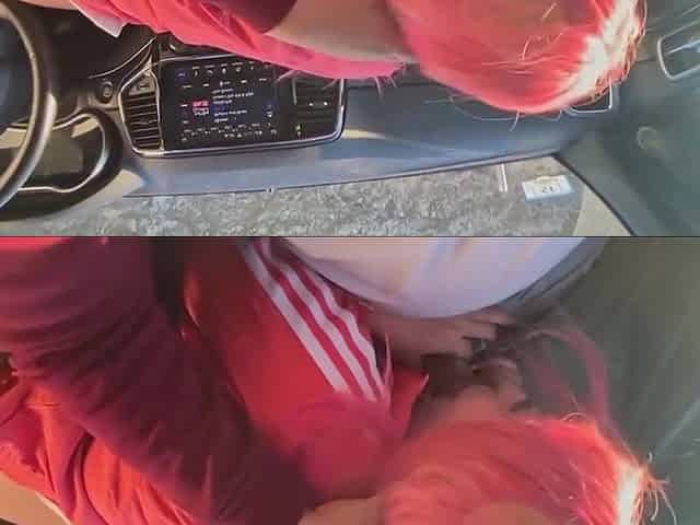 Asian Slut Giving Blowjob in Car Huge Cumshot in Mouth
