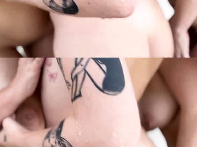 Amateur Threesome Hottie Brunette Blowjob