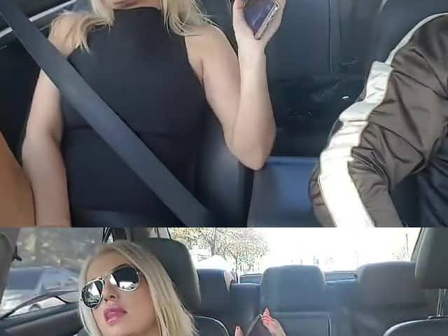 Fucking myself in the car while my stepson drive- Public masturbation