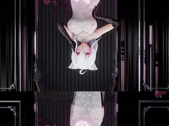 [mmd]haku "mr." Transparent Lace Cheongsam Big Lewd Pattern Black Silk