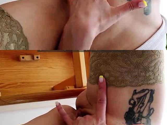 Nylon Stockings Solo Orgasm with a Big Dildo