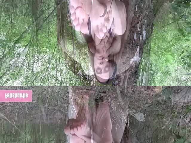 Barefoot Posing Licking Outdoor