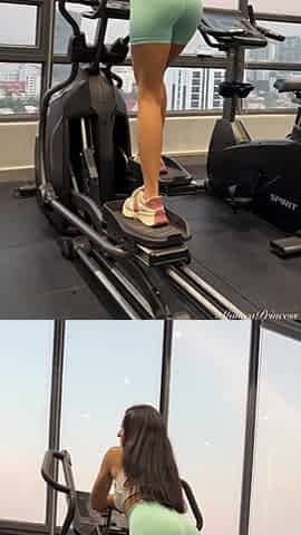 Brunette Big Ass Tease in Gym