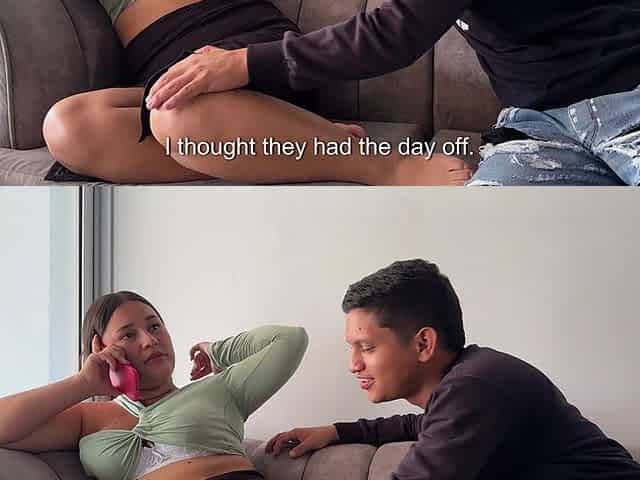 Stepbrother, Don't Touch Me, I'm Talking to My Boyfriend! Hardcore Sex with My Stepsister While on Call with Her Boyfriend.