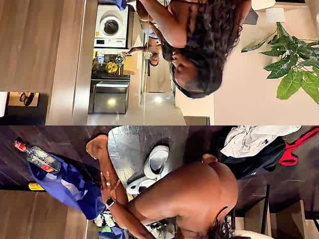 Large Boobs large Butt Gorgeous Wifey Rides Large Ebony Shlong and gives Lap dance