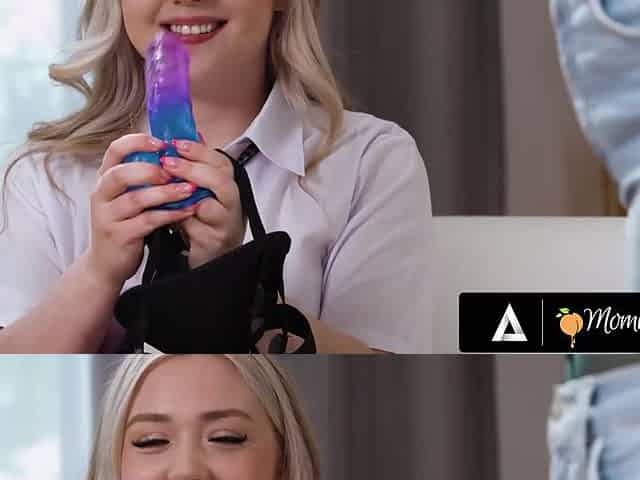 Sexy Buxom MILF Reya Lovenlight Fucks Her Naughty Blonde PAWG Stepdaughter Eva Nyx With Strap-on