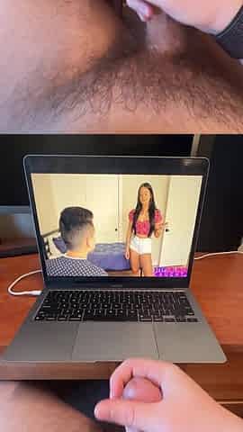 Teen Jerks off To Sexy Step Sis Porn