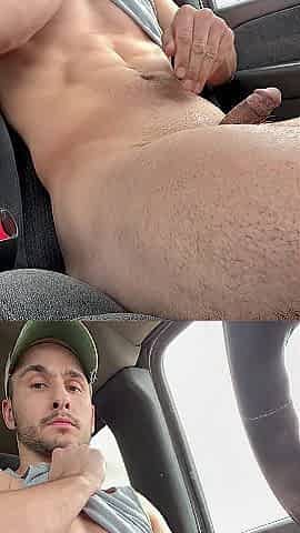 Busting a nut in nature trail parking lot. Park rangers drove by