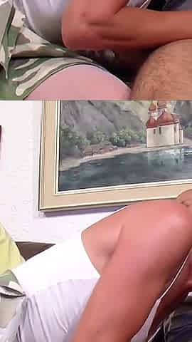 German skinny mature gets fucked by husband and boyfriend with big dicks