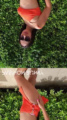 Orange bikini flashing - hawt public vibes