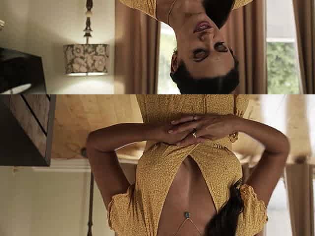 Facial for brunette after POV blowjob