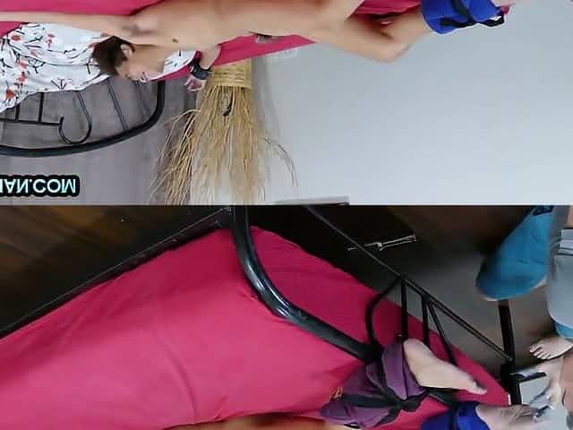 Feet tickled slim Asian breeds DILF after anal foreplay