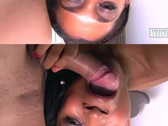 Curvy Black on Her Knees Giving His Screwing Ramrod the Wettest Deepthroat Ever
